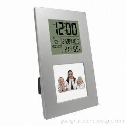 Funny Weather Station Clock with Photo Frame Function, Good Item as Gifts